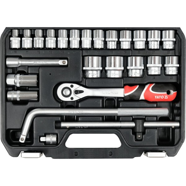Yato SteckschlüSselsatz 1/2'' L 25-Tlg. Chrom-Vanadium Crv Werkzeug Set, Schraub-image