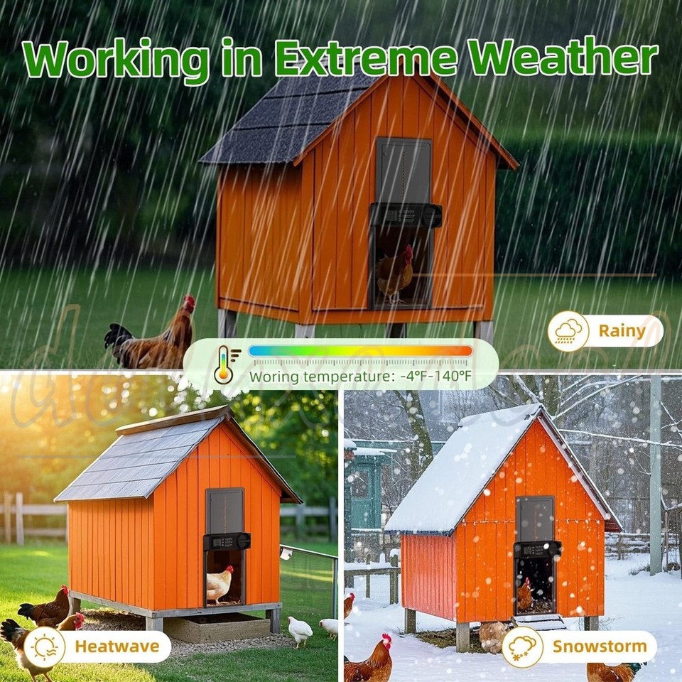 Chicken Coop Door Battery Powered Auto Door Opener with Timer Sensor ...