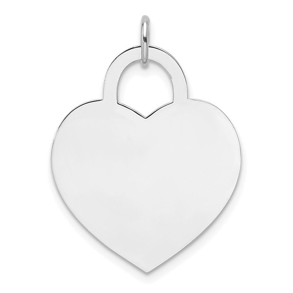14k White Gold Plain 0.011 Gauge Engravable Heart 20.4x21.3mm Disc Charm Pendant