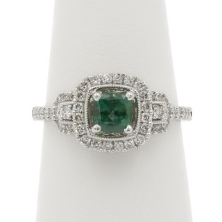Vintage 18k White Gold Cushion Cut Alexandrite Diamond Size 7.25 Ring #JB642 1