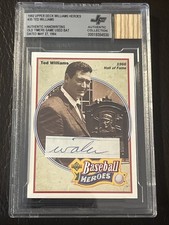 Ted Williams Authentic Game Used Bat Card & Original Handwriting Jersey Fusion