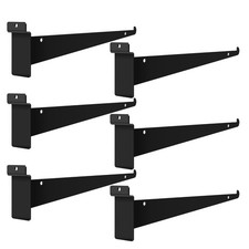 6 PCS 12 inch Black Slat Wall Shelf Brackets with Lip for Slatwall Panels