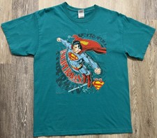 Vintage DC Comics Superman Graphic T-Shirt Metropolis Celebration Large Teal