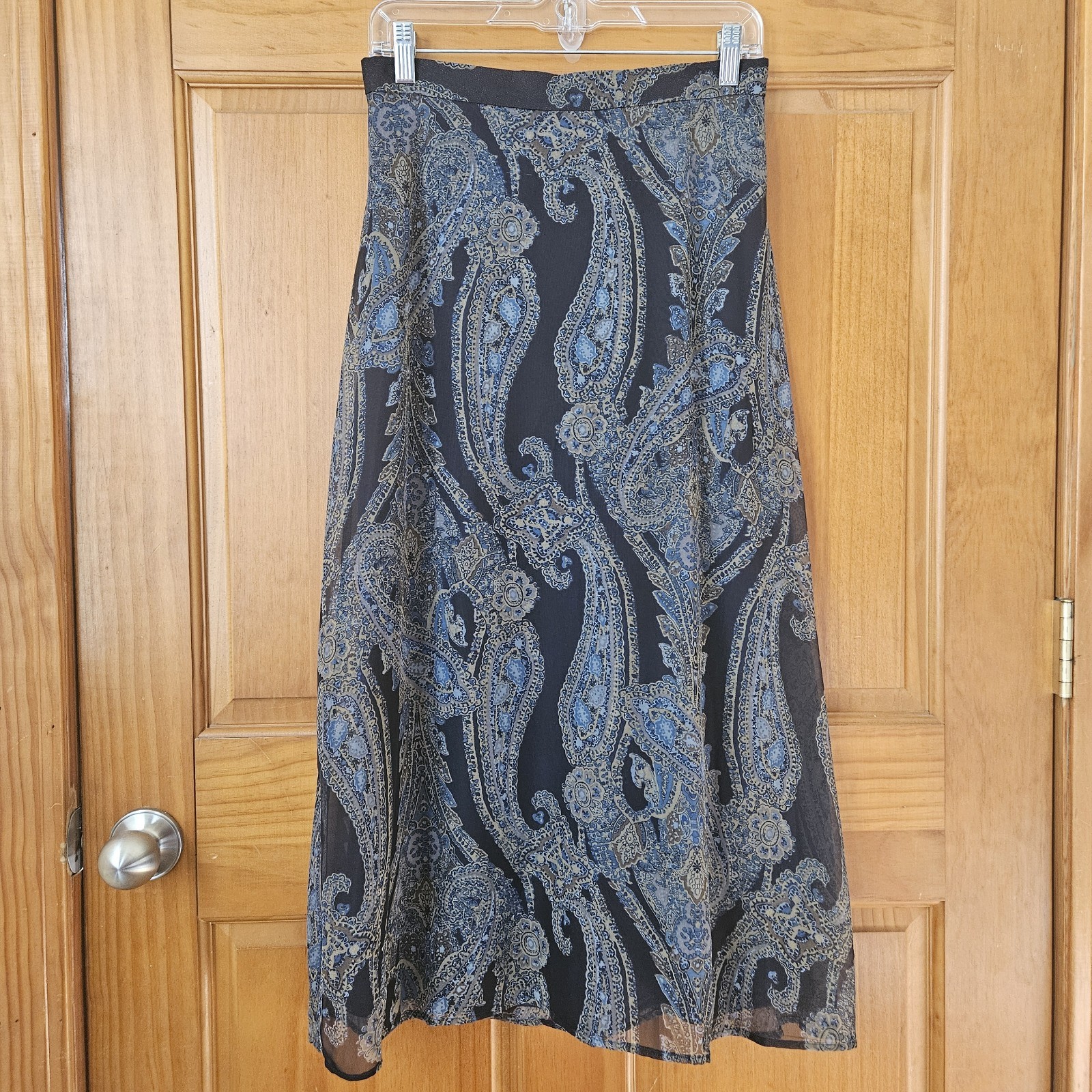 Vintage 90s Maxi Skirt Size 8 Paisley Print Lined Flowy Librarian Teacher Style-image