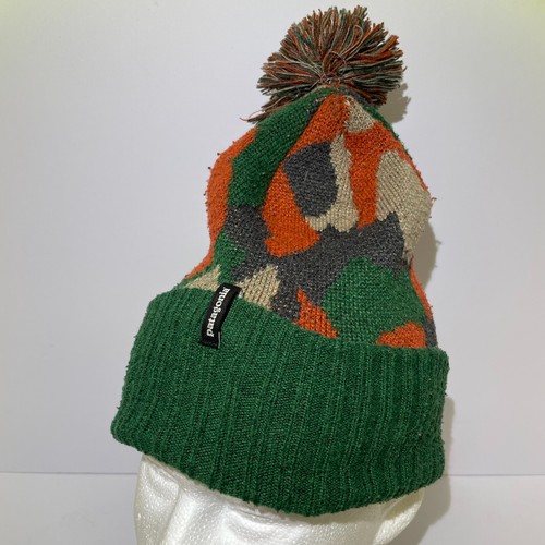 Patagonia Green & Orange Camo Pom Beanie - Picture 2 of 8