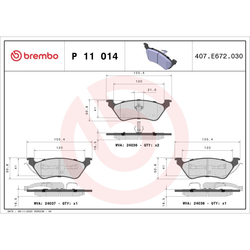 Brembo Juego De Pastillas P 11 014 - Imagen 2