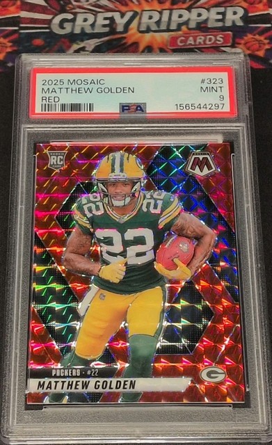 PSA 9 POP 1 2025 Mosaic Rookie Matthew Golden #323 Red Scope Prizm (RC) PACKERS