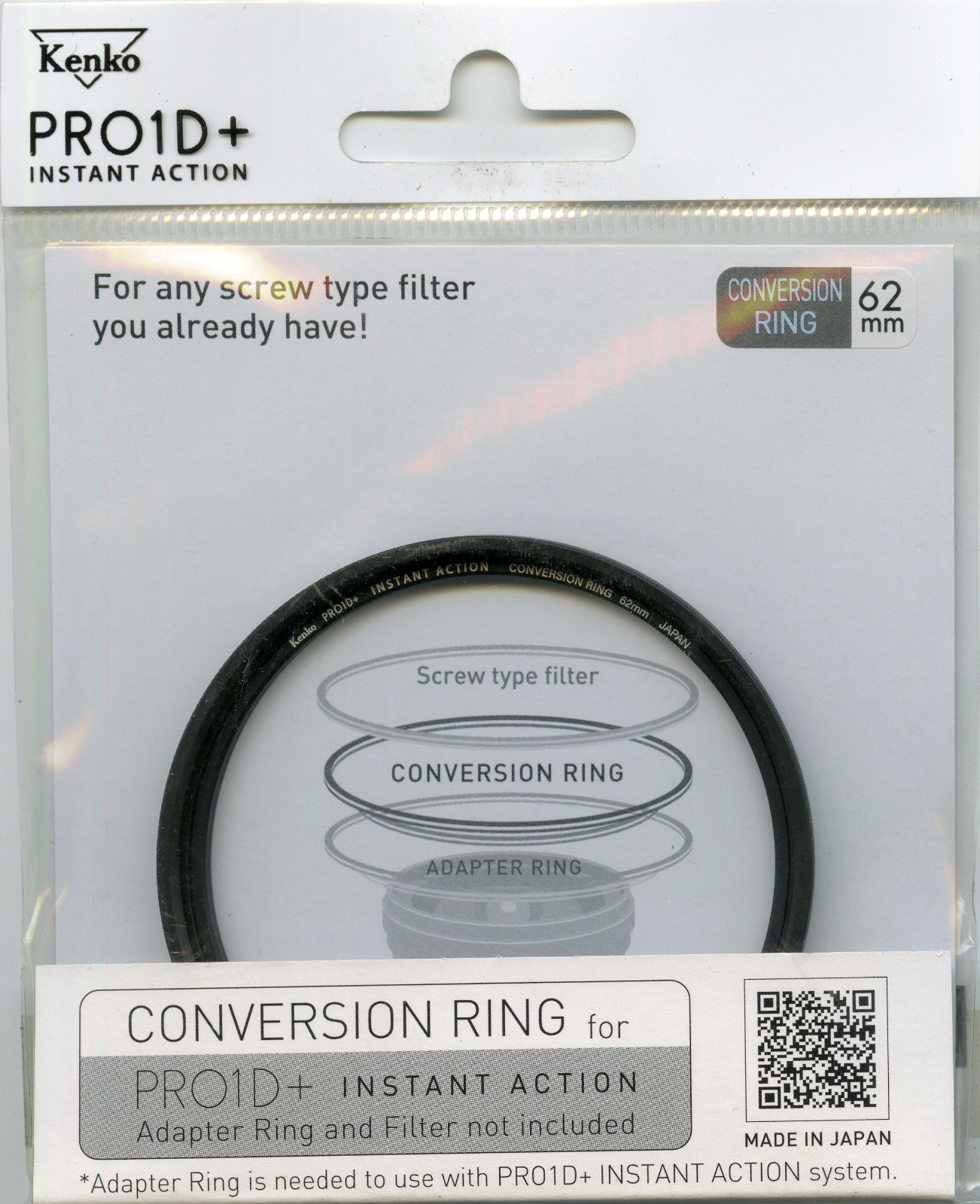 Kenko 62mm PRO1D+ Instant Action Conversion Ring