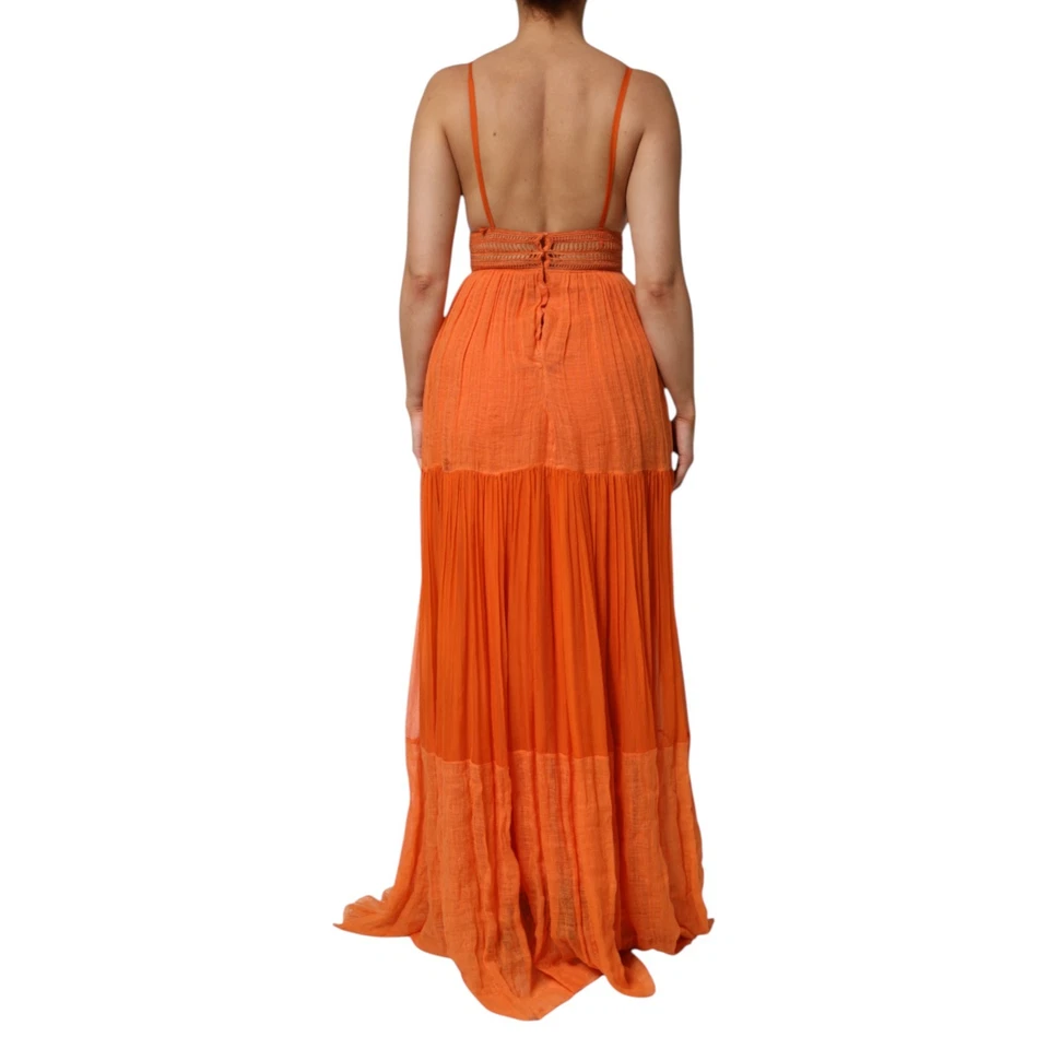 ALBERTA FERRETTI платье оранжевый кружевной бюстье слоистый макси IT40/US6/S RRP $650 - Изображение 3 из 4