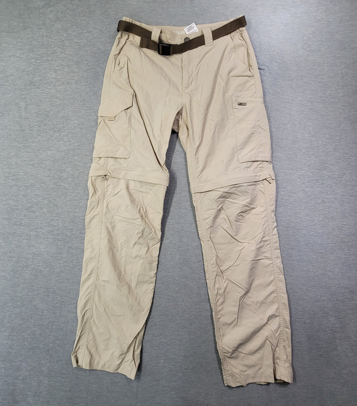 Columbia Pants Mens 30x32 Beige Convertible Straight Leg Hiking Outdoor Belt