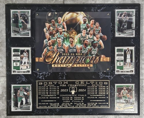 Boston Celtics 2024 NBA CHAMPIONS 15 x 18 PLAQUE With 6 Cards. Brand New - Picture 9 of 9