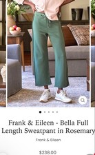 New Frank  Eileen Bella Full Length Sweatpant in Rosemary Green M