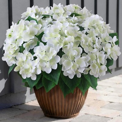 16 Bundles Artificial Hydrangea Flowers for Outdoor Decor, Realistic Faux Sil...