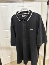 FILA Men  s Black Polo Short Sleeve Shirt Size XL Lightly Worn