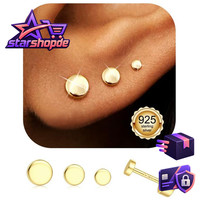 Ohrringe Silber 925 Damen Gold Ohrstecker 3 Paar Schmuck Geschenk