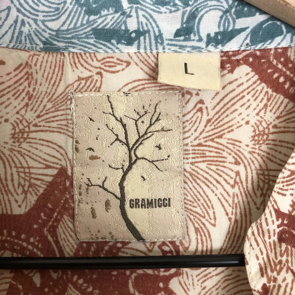 Camisa GRAMICCI Para Mujer Talla L Cobre Manga Gorra Abotonada Algodón Ligera Boho Foto 4 de 4