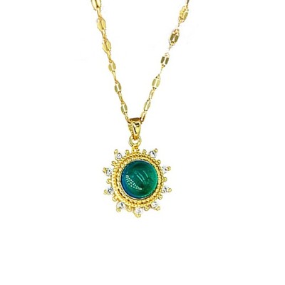 Handmade Mood Stone Necklace Sun Flower Color Changing Pendant Necklace Jewelry