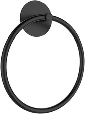 Adhesive Towel Ring Matte Black Stainless Steel No Drill Wall Mount
