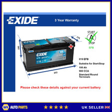 EFB Car Battery fits ROLLS ROYCE PHANTOM GHOST DAWN 6.6 6.75 2003 on Stop Start