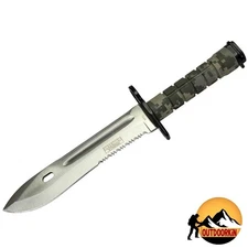 13" Fixed Blade Bowie Tactical Bayonet Hunting Knife Green Camo Handle w/ Sheath