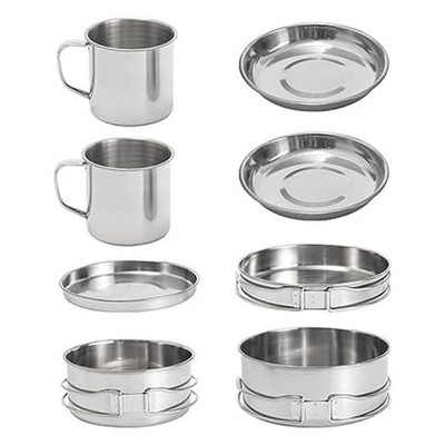 Outdoor Cooking Essentials 8-teiliges Edelstahl Kochgeschirr Set f��r Camper