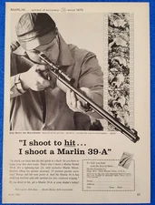 1961 CLASSIC MARLIN MODEL 39-A RIFLE .22 CALIBER FIREARMS ORIGINAL GUN PRINT AD