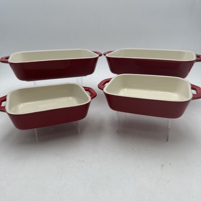 4 STAUB Rectangular Baking Dish Set Fire Engine Red Ceramic BRAND NEW SET
