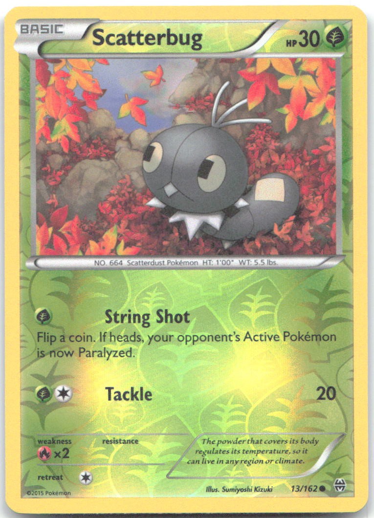 SCATTERBUG 13/162 Common BREAKthrough Pokemon REVERSE HOLO Near Mint