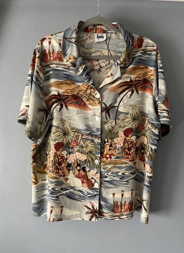 Damen Hawaiihemd Vintage Gobelin Marke leicht M/L