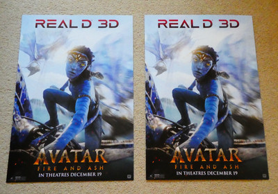 Set of 2 Avatar Fire And Ash Real D 3D 2025 Movie Promo IMAX AMC Poster 13x19