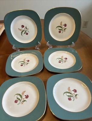 Homer Laughlin Cavalier Eggshell Berkshire Pattern Set Of 6 Salad Plates 8 x 8 