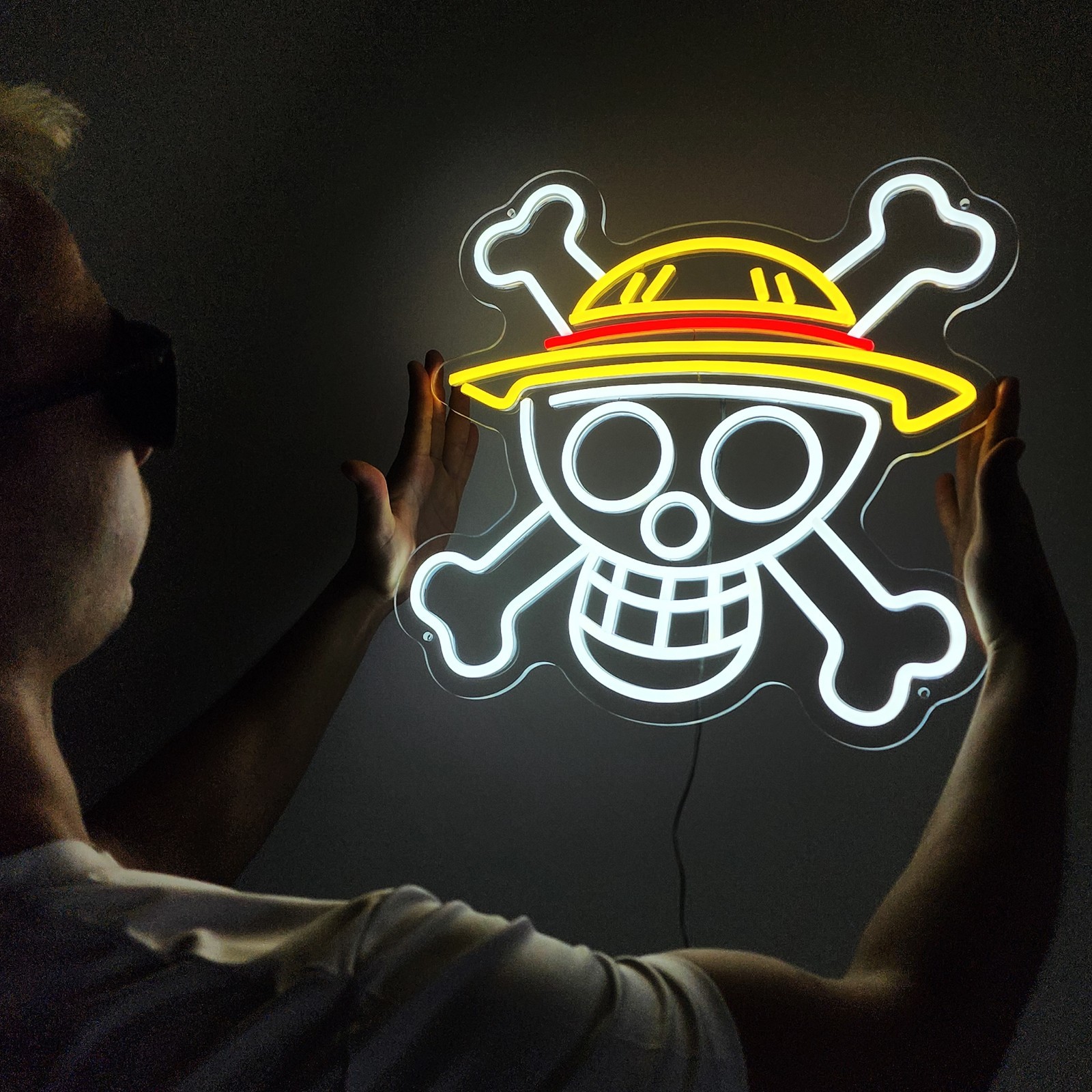Anime Piratas Bandera Neon Light - LED Escudo One Piece Naruto Manga Otaku De...