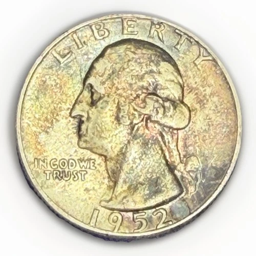 COLLECTIBLE TONED 1952 WASHINGTON QUARTER 90% Silver BU TONER COIN