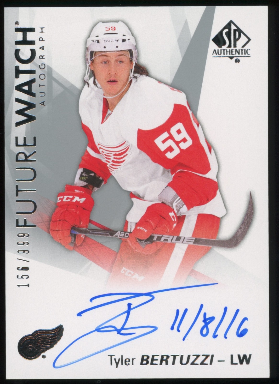 2016-17 Sp Authentic Future Watch #187 Tyler Bertuzzi Rookie Auto #156/999