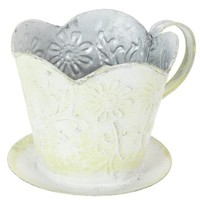 Pflanzgefäß Metalltasse, Kaffeefilterhalter, Shabby Chic Deko, Blumen- &