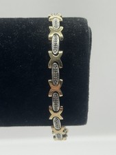 9ct Yellow Gold & White Diamond Bracelet - 7” Inch - 10.3g - Two Tone Stunning