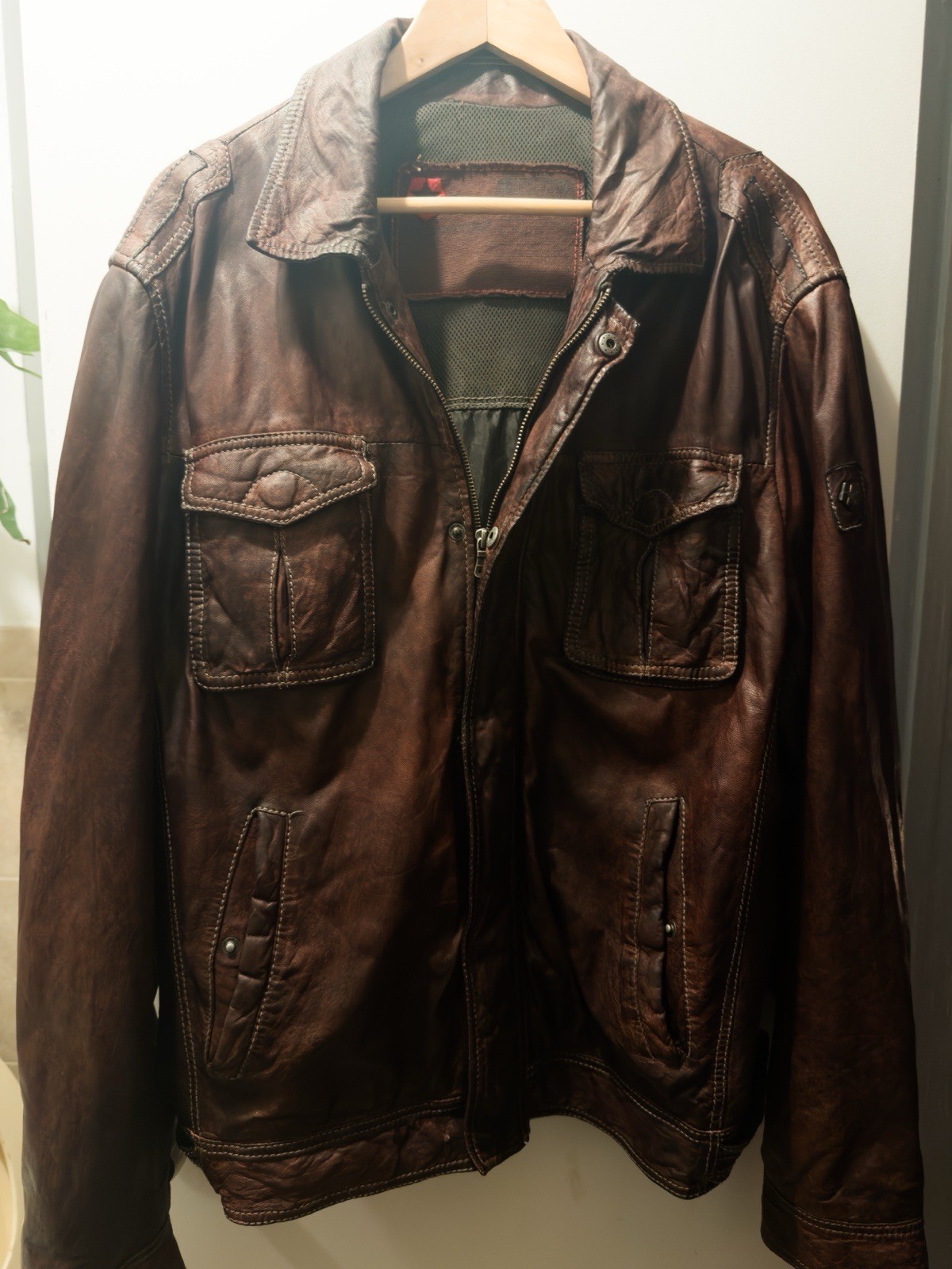 Milestone Lambskin Leather Jacket. Brown Distress… - image 1