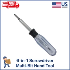 6-in-1 Multi Bit Screwdriver Phillips Flat Slotted Head Hand Tool