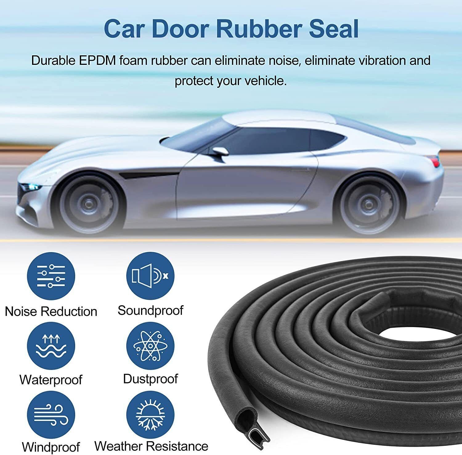 Car Door Trunk Seal Strip 6M U-Shape Weather Strip Edge Decoration Accessories