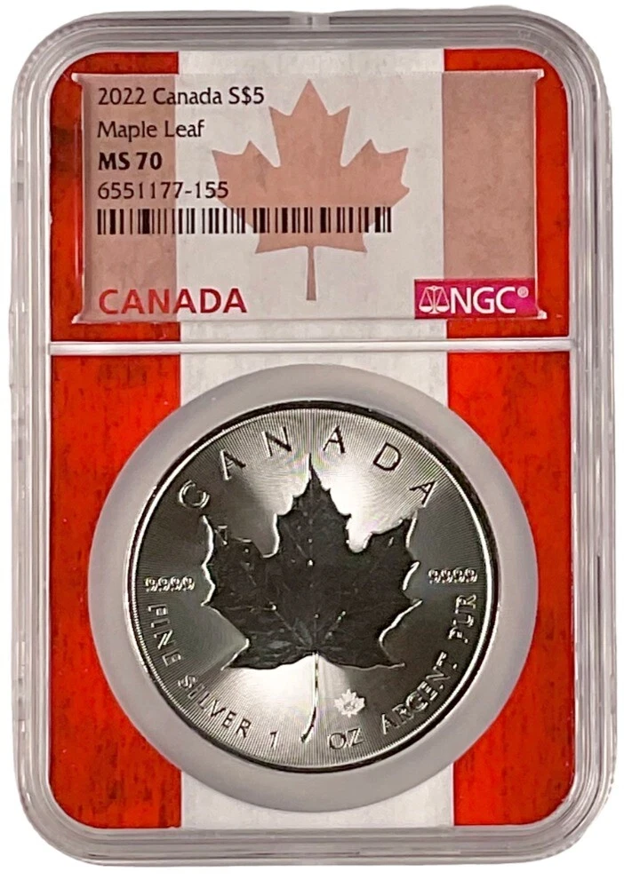 Canadian Maple Leaf MS 70 Graded 1 oz Precious Metal Content per