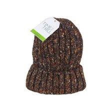 Womens Time Tru Beanie and One Size Hat Knit New Insulated Sock Faux Fur
