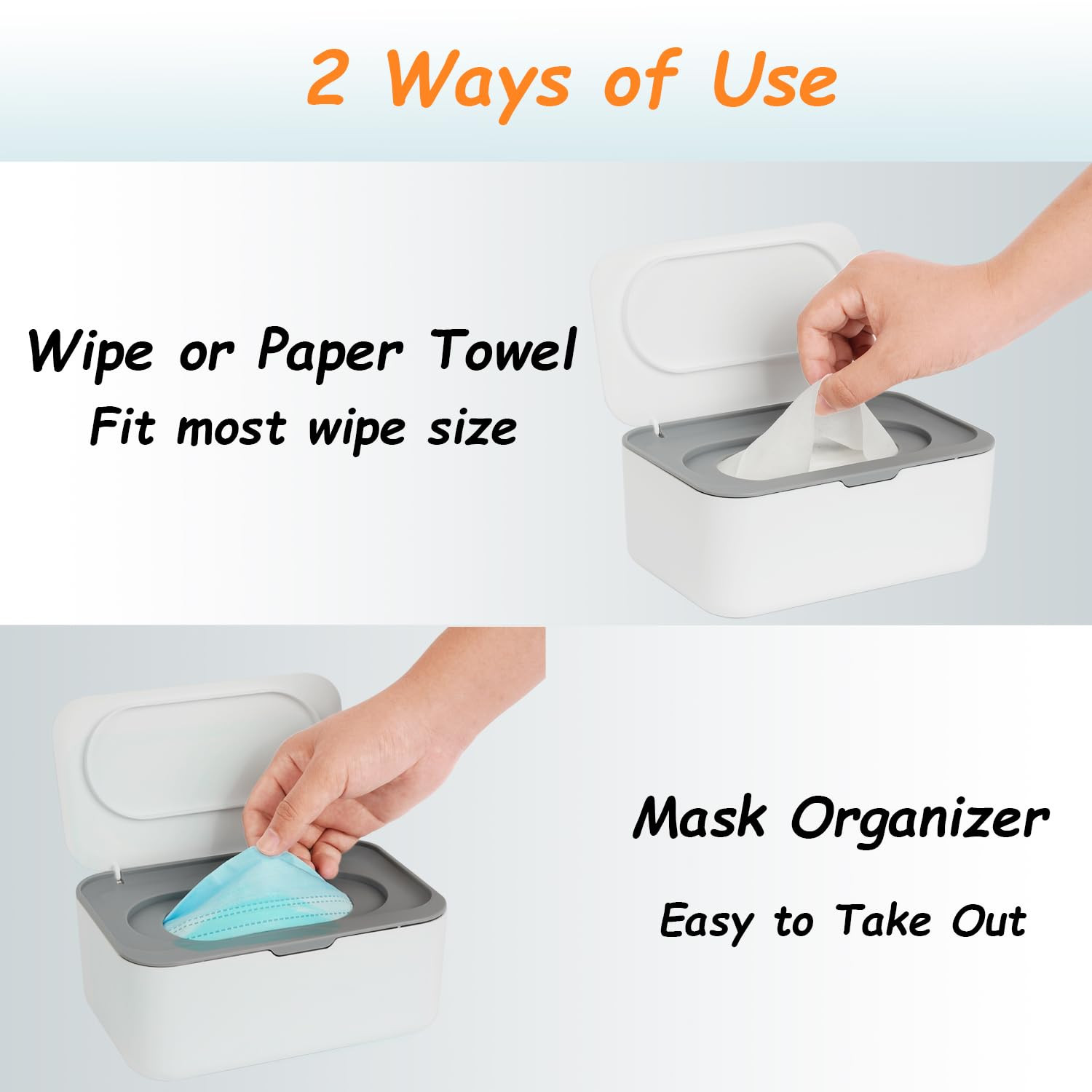Wipes Dispenser, Wipe Holder for Baby & Adult,  Refillable Wipe Container, Keeps