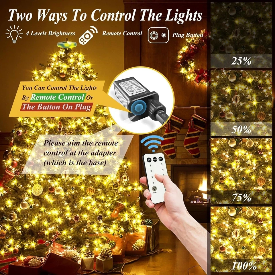 Luces de Navidad para Top de Árbol 200 LED Luces de Árbol de Navidad con Control Remoto Foto 4 de 4