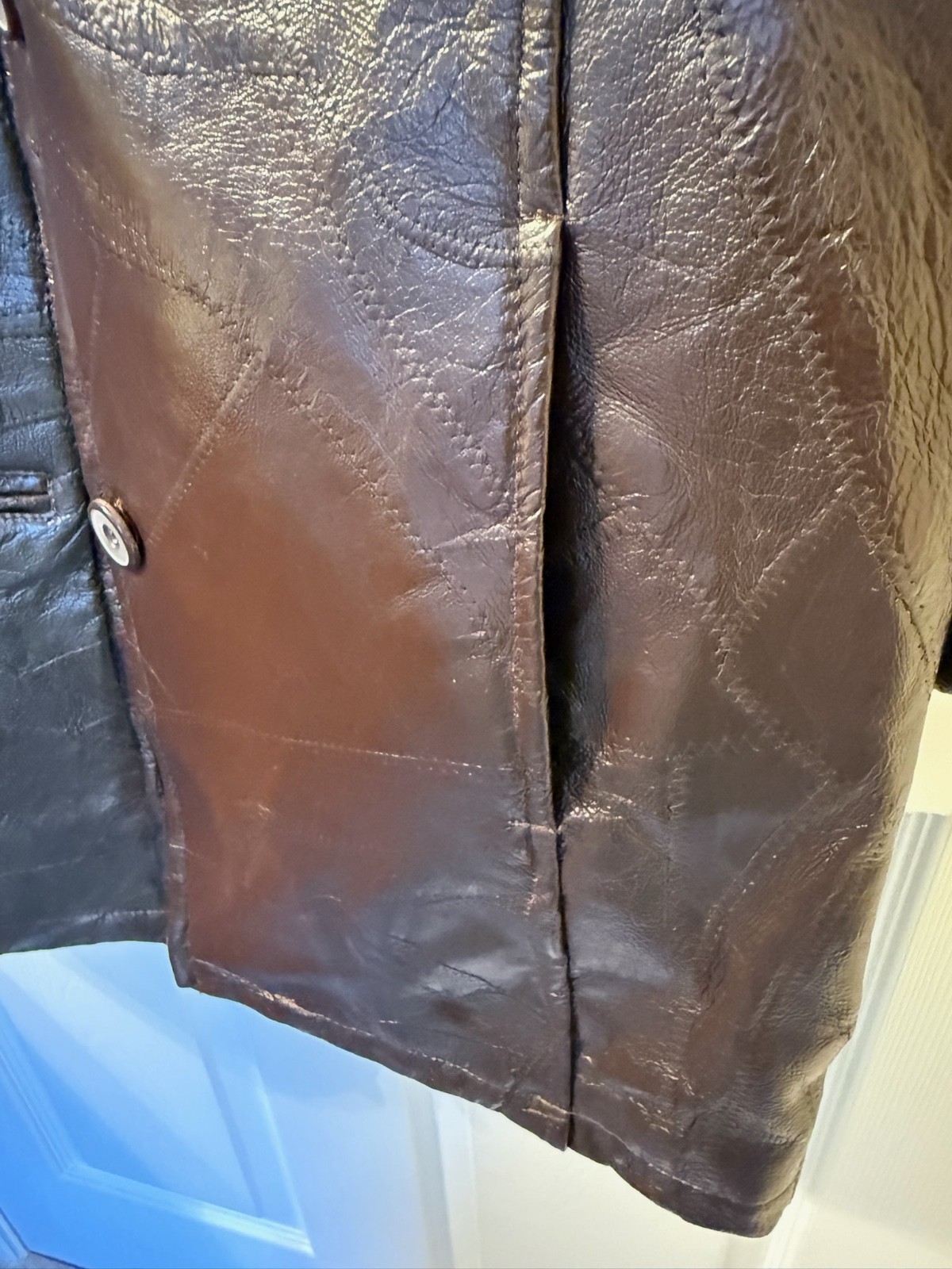 Brown Patch Leather  Size Large Men's Button Down… - image 3