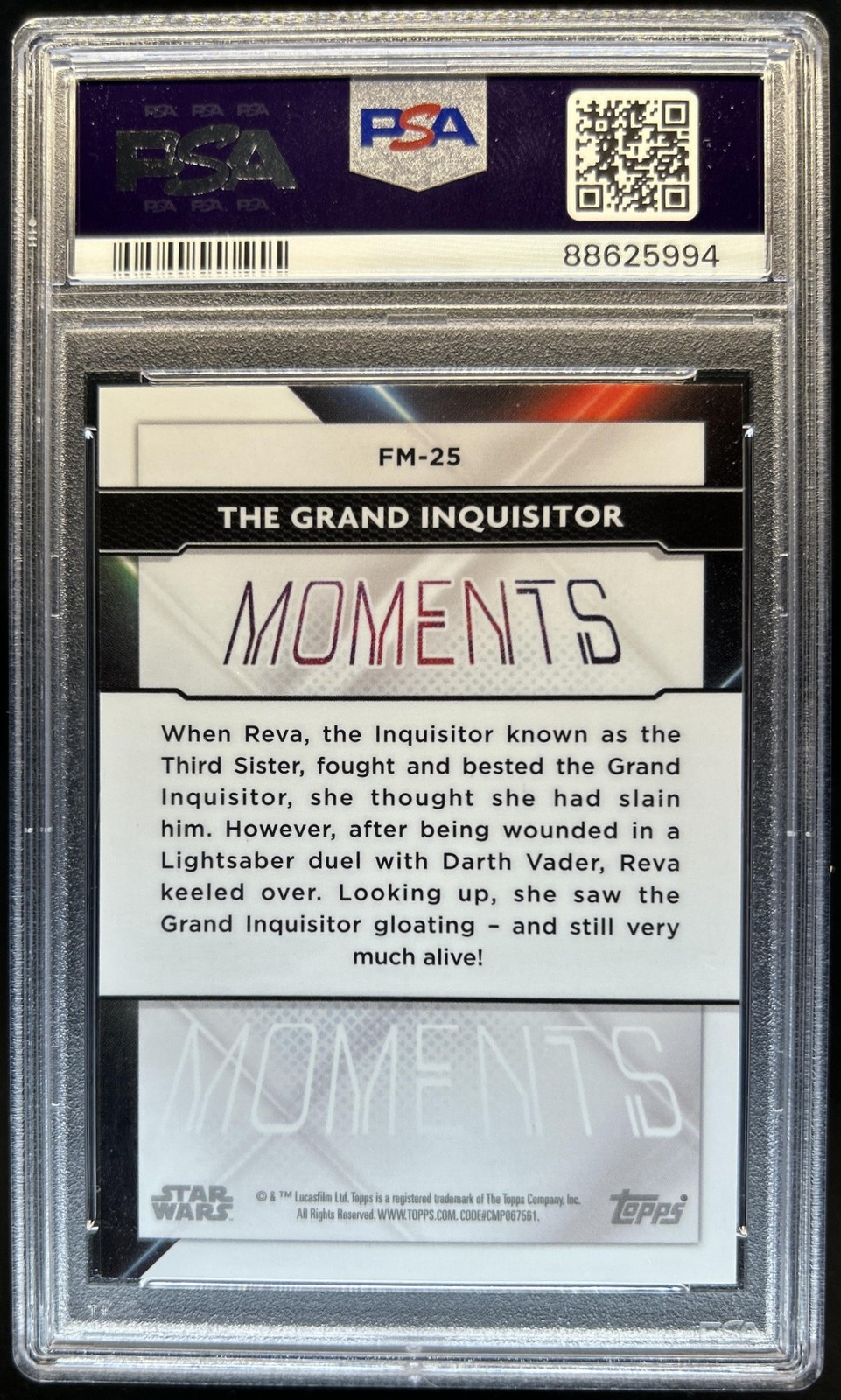 2023 Topps Finest Star Wars The Grand Inquisitor Moments SuperFractor #1/1 PSA 9 view 2