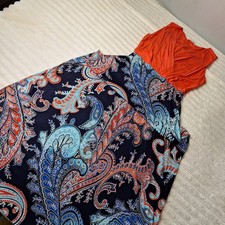 Gilli USA Sleeveless Babydoll Maxi Dress Womens S Boho Paisley Slinky Knit Hippi
