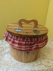  Decorative Country Cottage Wooden Sewing/Bread Flip Top Basket w/ Birdhouses — photo 1