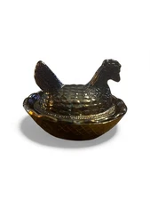 Fenton Amethyst Miniature Glass Hen on Nest