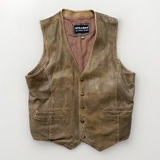 Wilsons Leather Vest Men L Brown Suede Western Biker Snap Front Lined