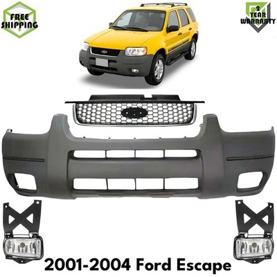 Front Bumper Cover Textured Plastic & Grille Assembly For 2001-2004 Ford Escape